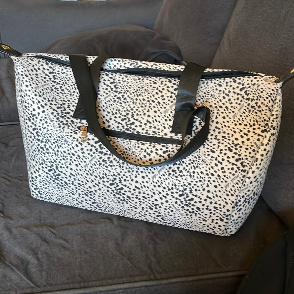 Mali + Lili weekender duffle spotted leopard cheetah canvas
